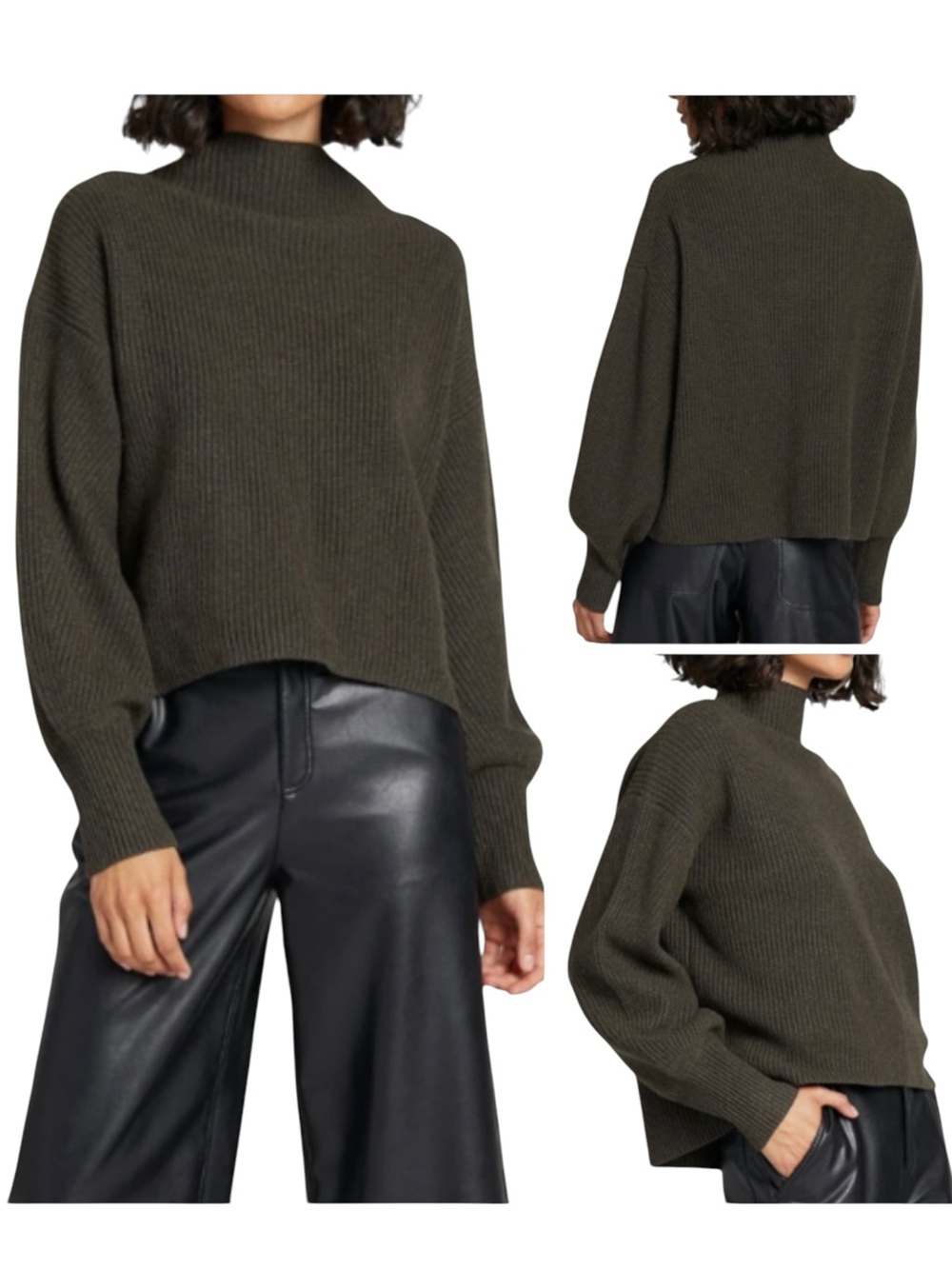 A.L.C. Helena Lambswool, Cashmere & Viscose Blend Sweater Dusty Olive Size XL
